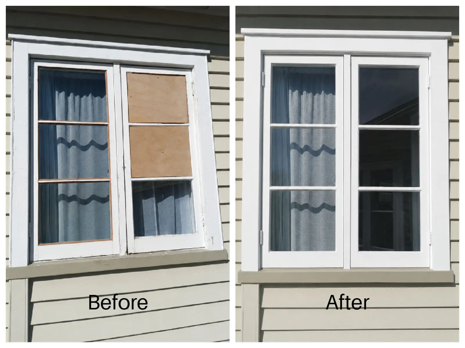 Broken residential window repair job